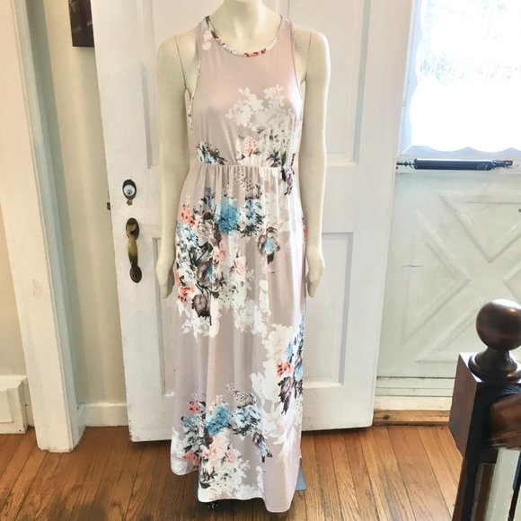 Dresses & Skirts - NEW Floral Racerback Maxi Dress Pockets SZ…